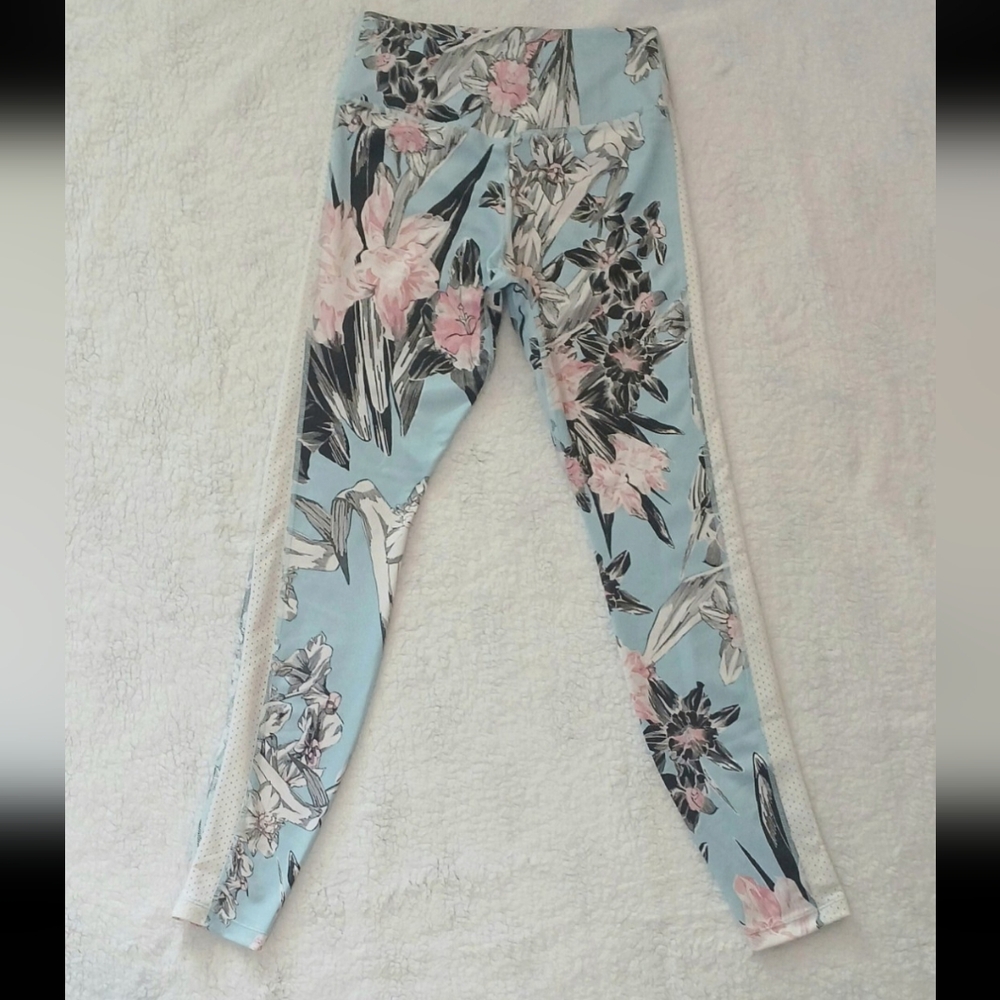 NWOT. NIKE Legging Floral w/Mesh Panel SZ Small. Blue/white/pink/black. - Picture 8 of 13